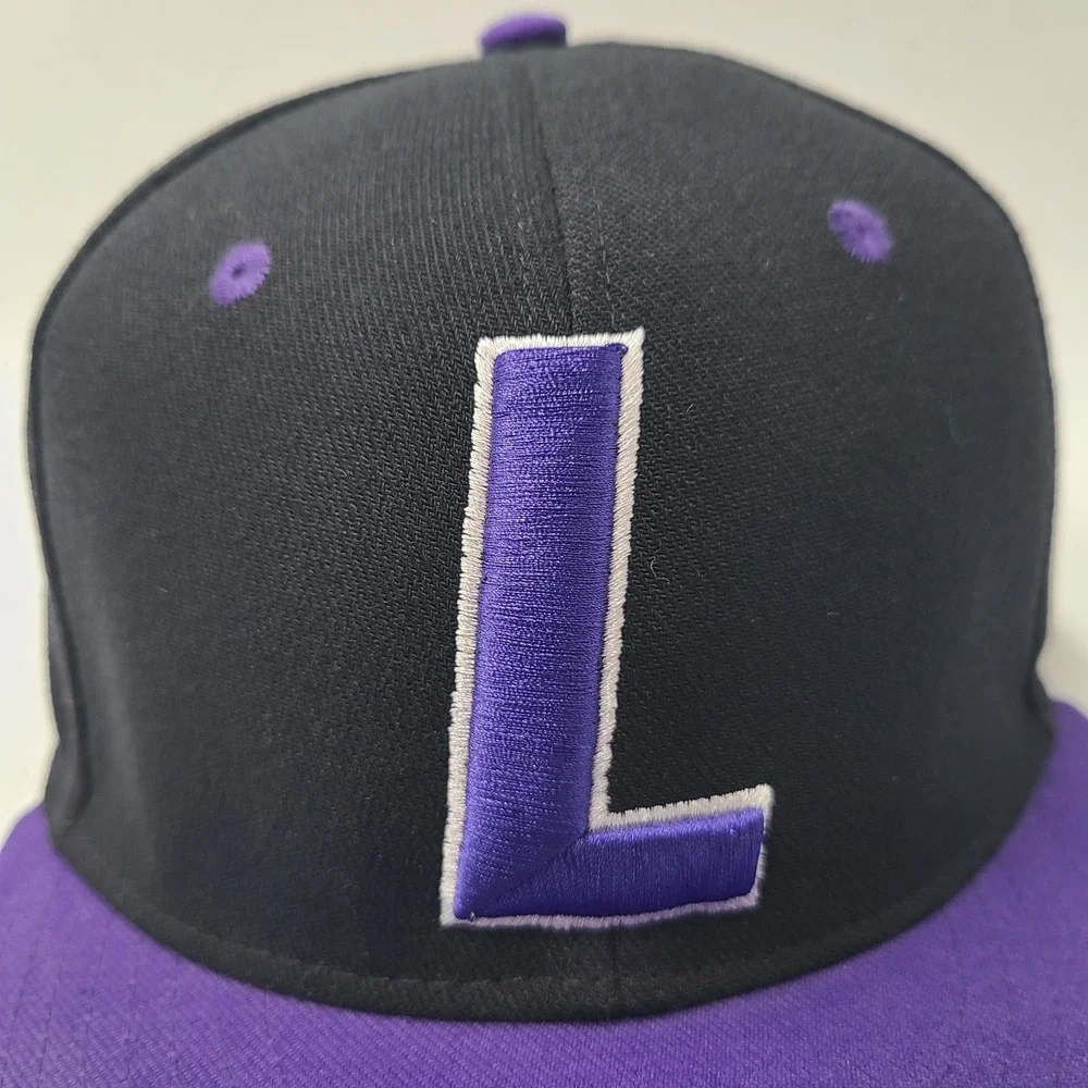 Adidas Hat Fitted L-XL Black Purple‎ Lions L Logo Flat Brim Baseball Casual Men